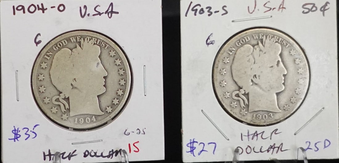 1903-S and 1904-O Barber Half Dollars (1 of 2)