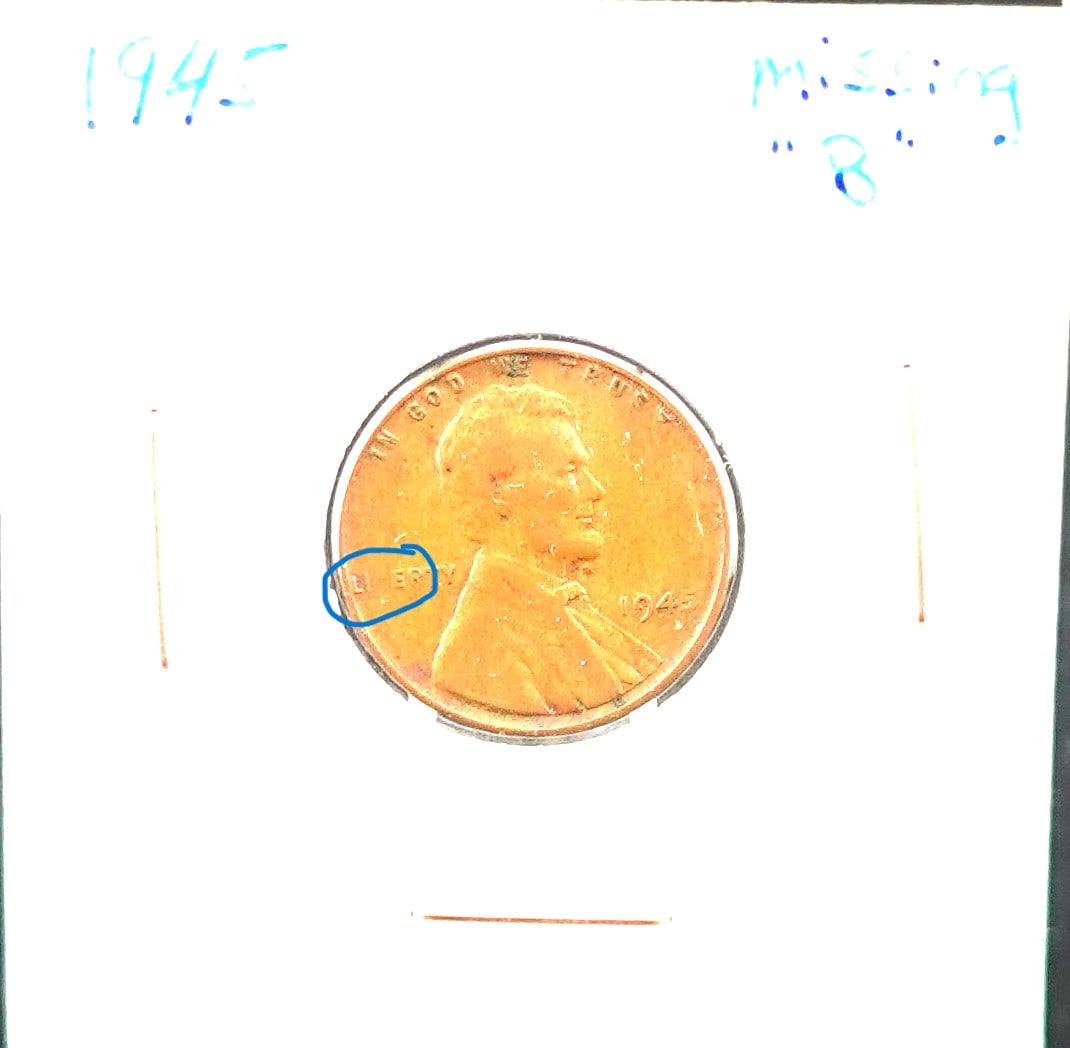 1945 Error Wheat Cent: This is an Error Coin! It is Missing the B in Liberty Low Estimate: 40.00 High Estimate: 60.00