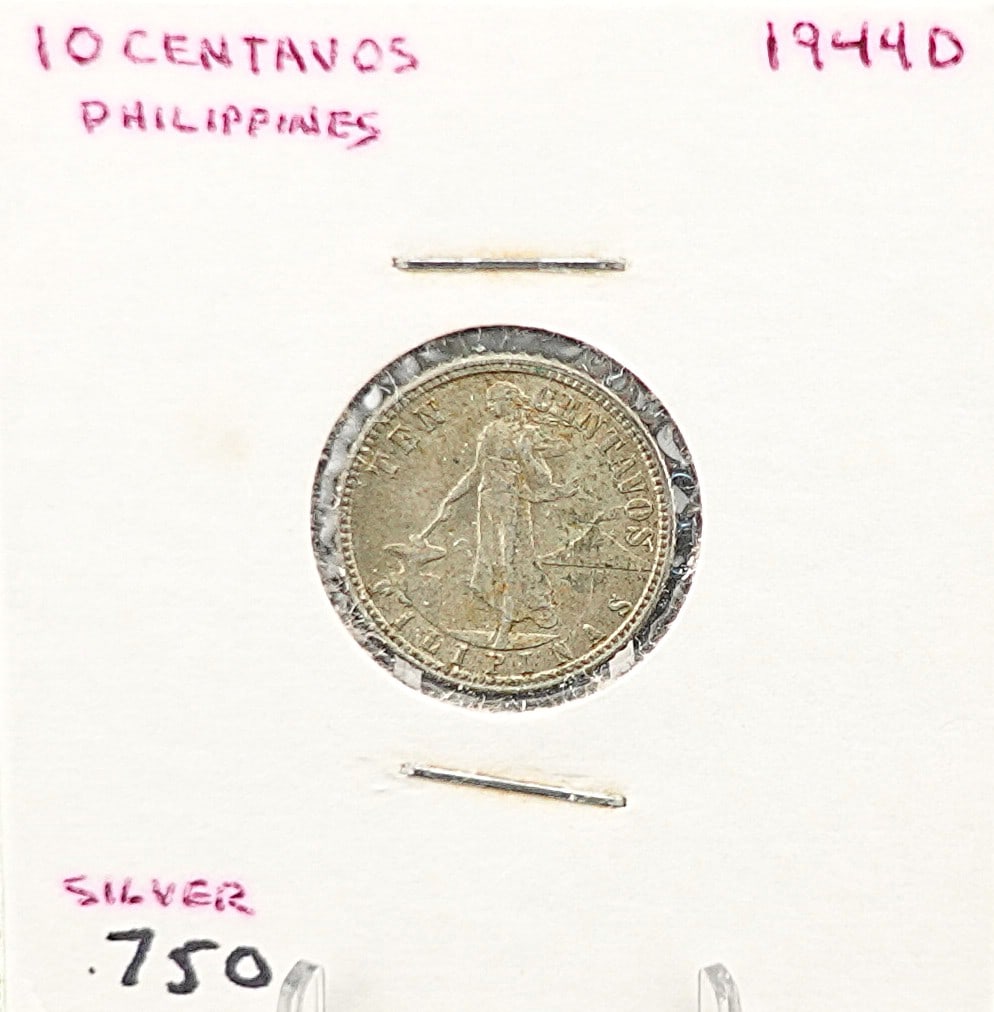 1944-D 10 Centavos Silver Coin (1 of 2)