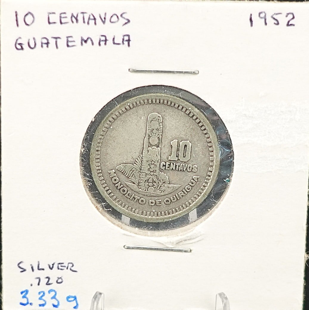 1952 10 Centavos Guatemala Silver Coin (1 of 2)