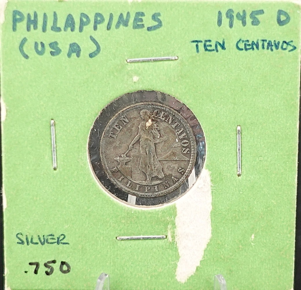 1945-D 10 Centavos Philippines Silver Coin (1 of 2)