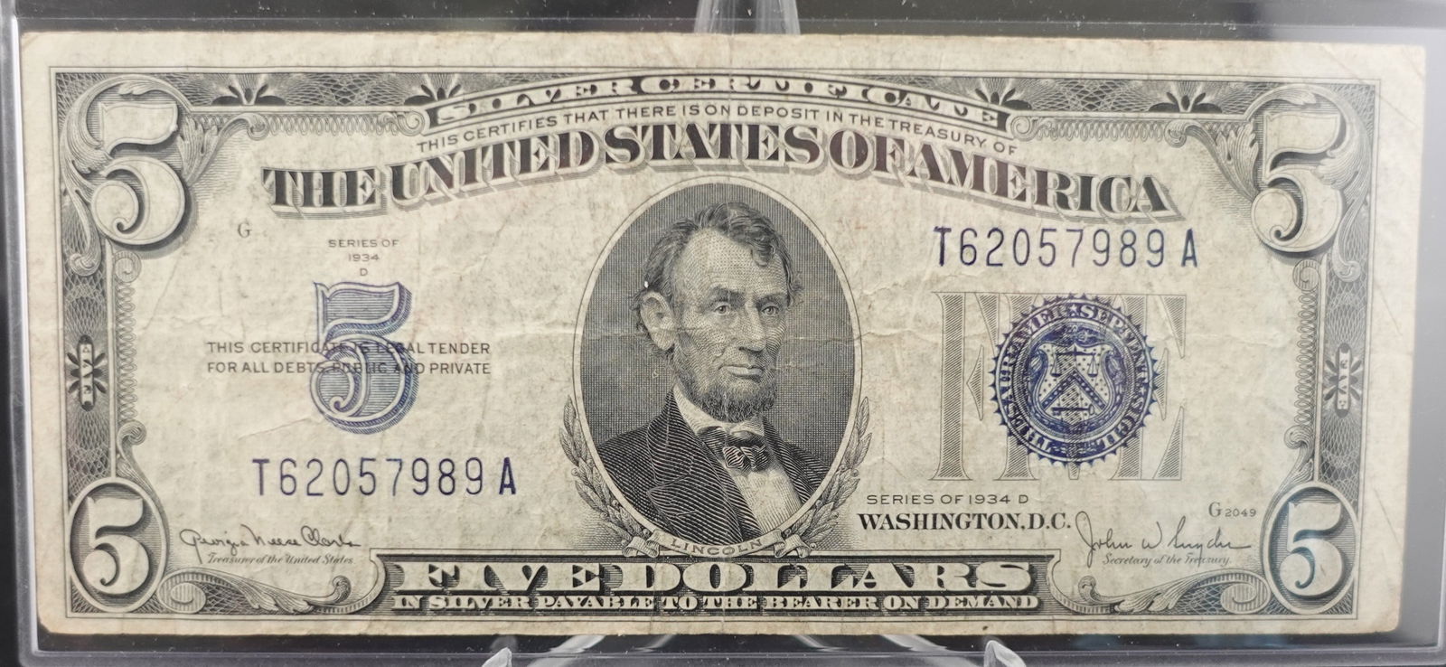 1934-D $5 Silver Certificate (1 of 2)