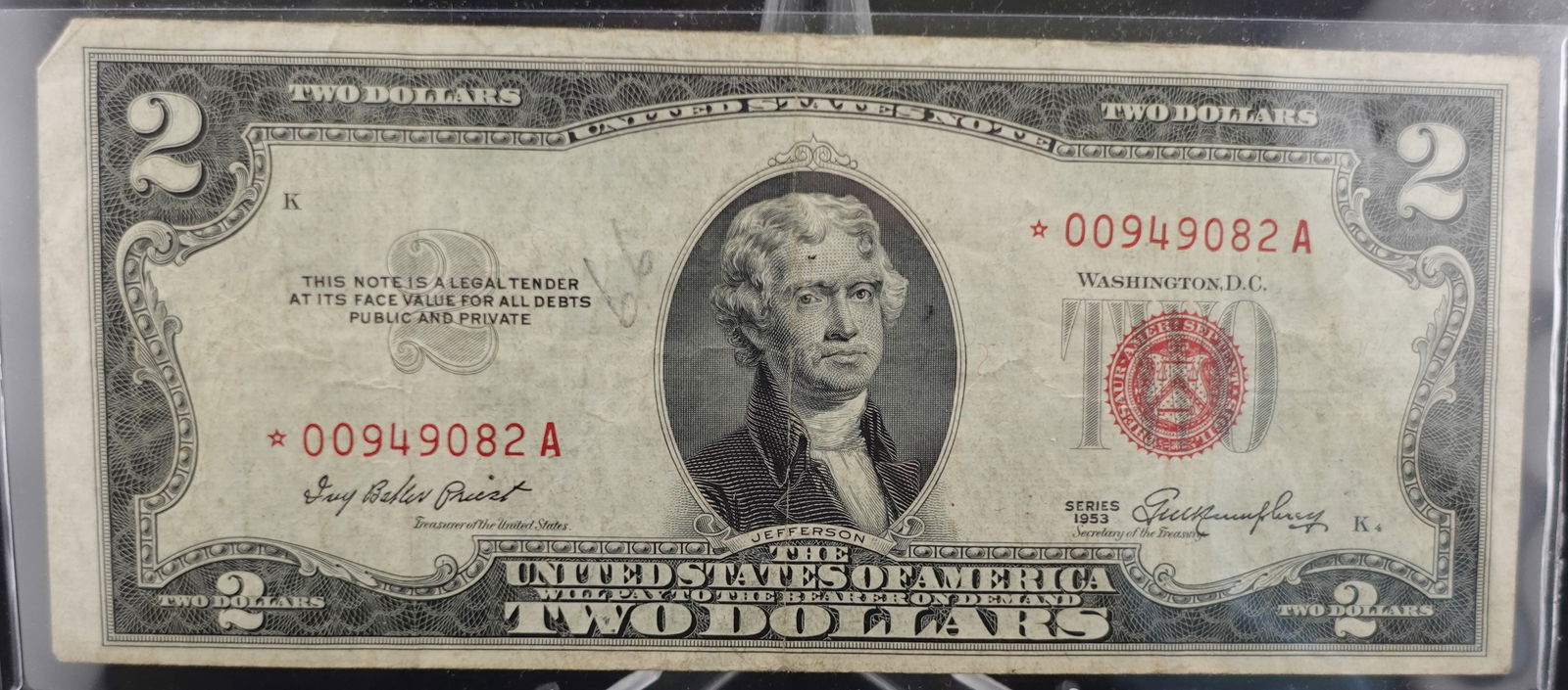 1953 $2 Red Seat Star Note (1 of 2)