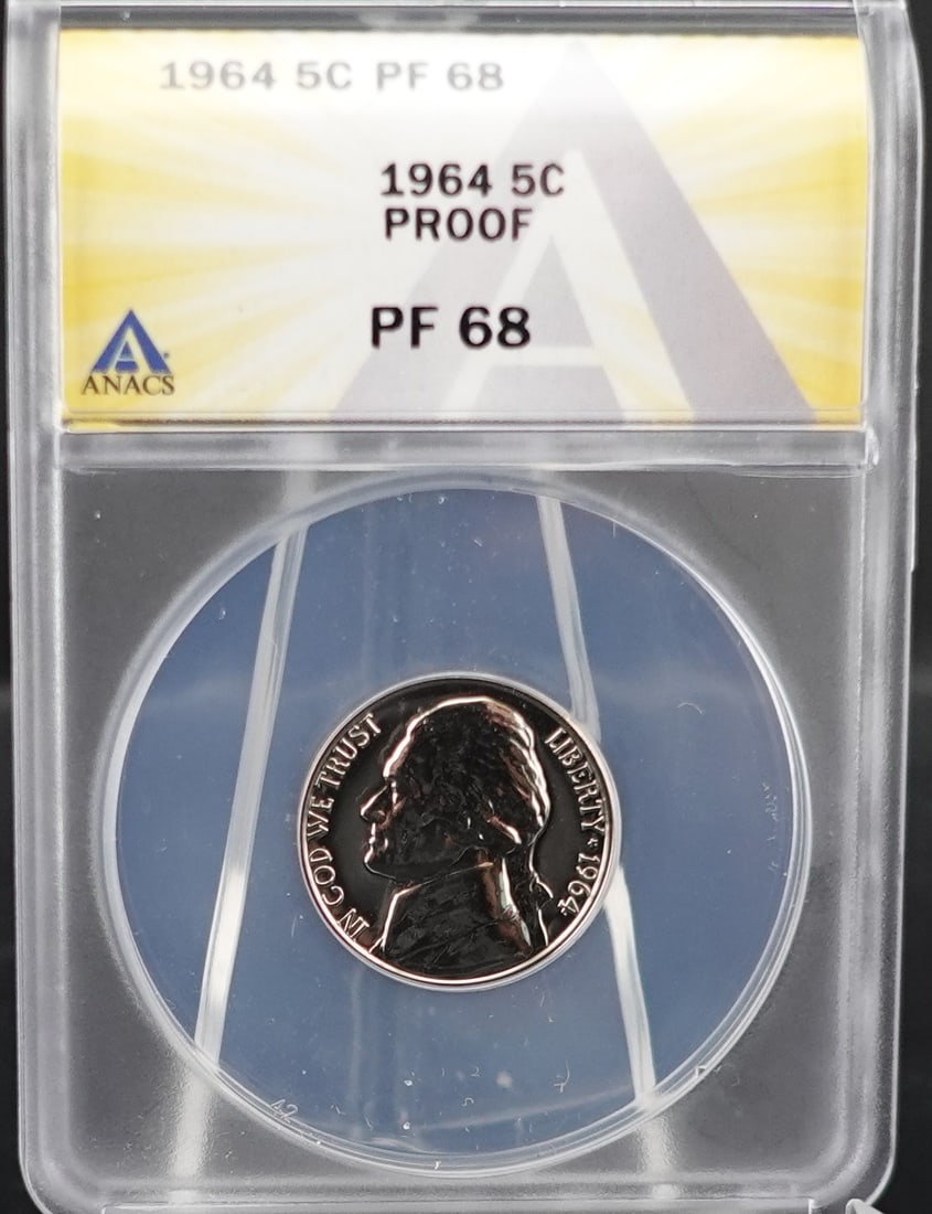 1964 Jefferson Nickel This is a Proof Coin: This is also a very rare error of a rotated die. The back is about 10 Degrees rotated from the front Low Estimate: 90.00High Estimate: 150.00