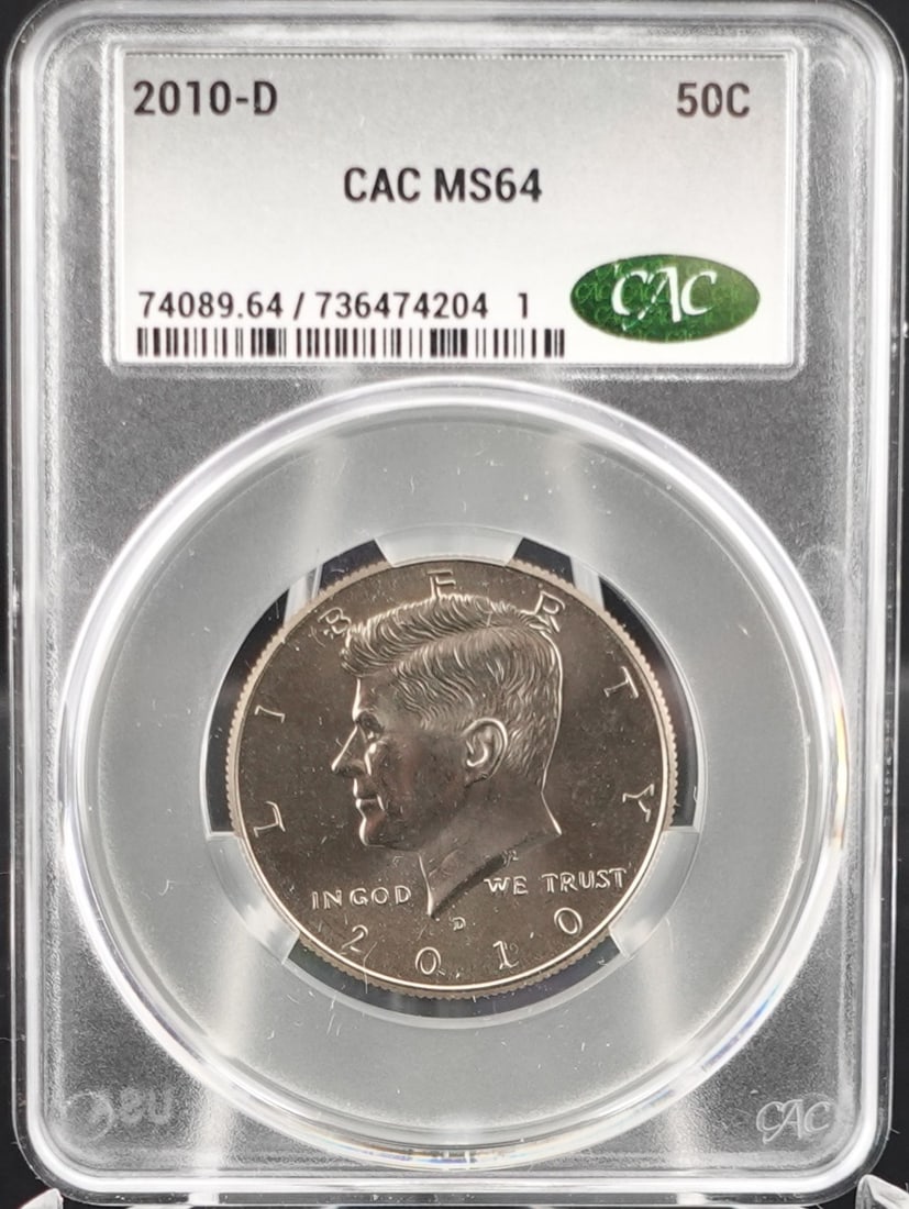 2010-D Kennedy Half Dollar: CAC Graded MS 84! Low Estimate: 10.00High Estimate: 20.00