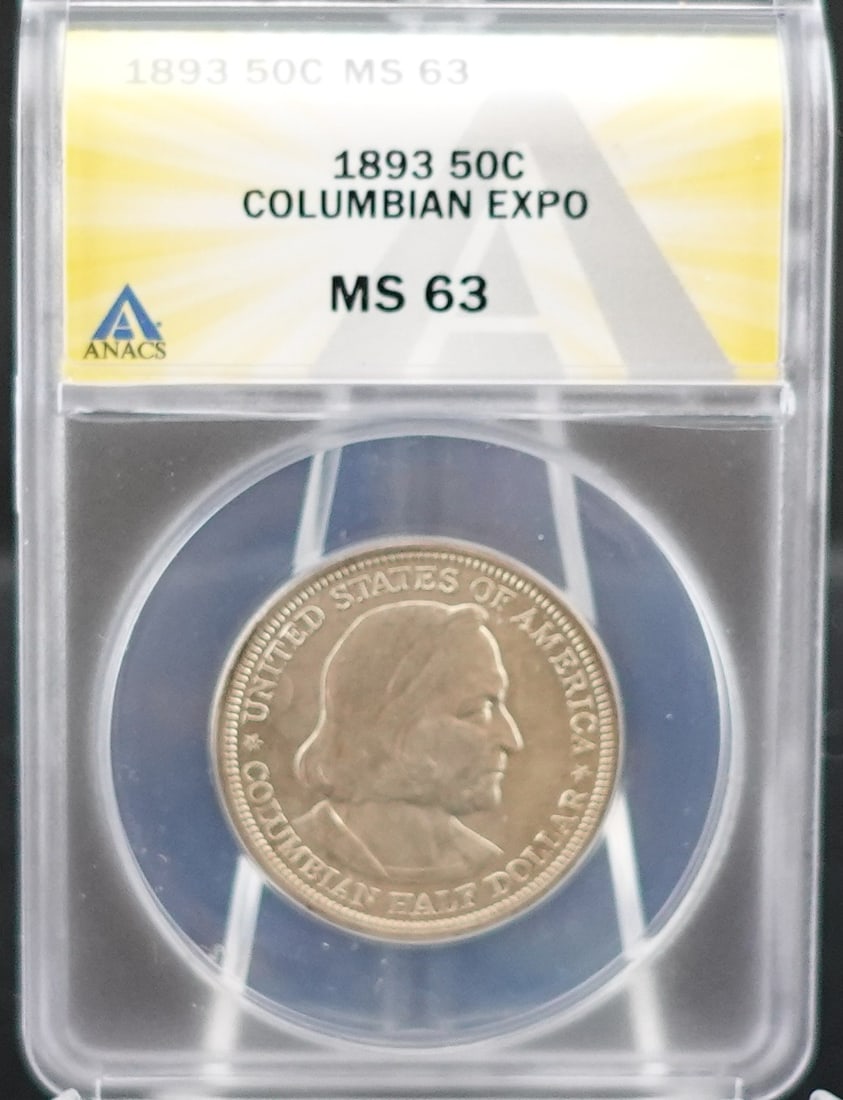 1893 Columbian Expo Half Dollar: ANACS Graded MS 63 Low Estimate: 100.00High Estimate: 150.00