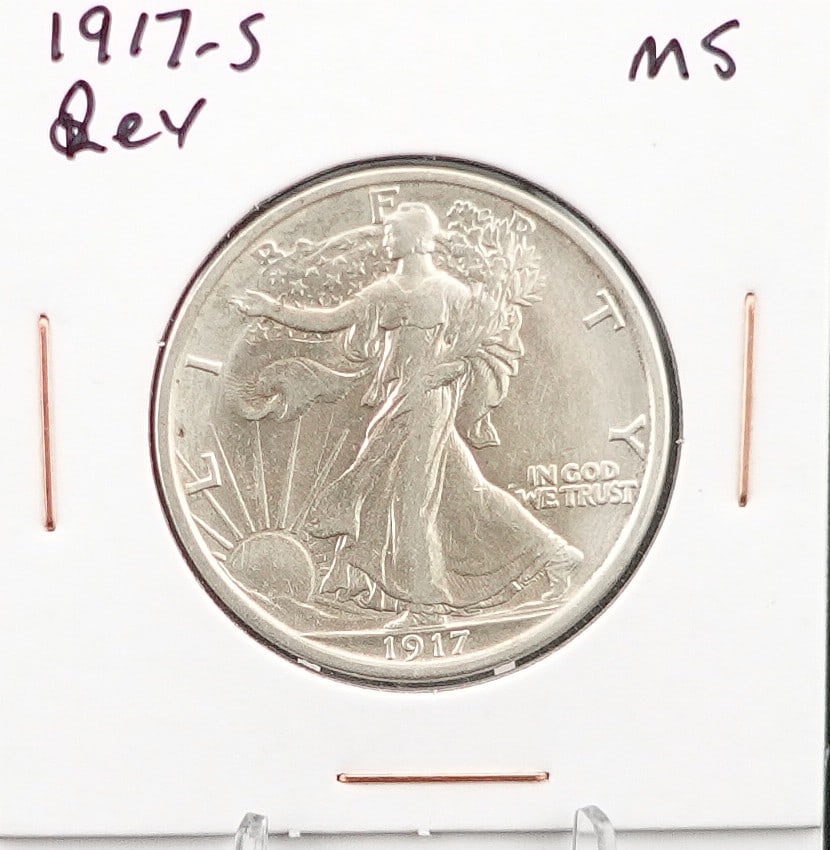 1917-S Walking Liberty Half Dollar: This is a MS Coin! Great Luster and Details! Low Estimate: 600.00High Estimate: 800.00