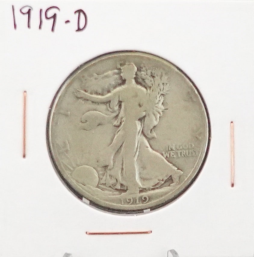 1919-D Walking Liberty Half Dollar: KEY DATE! Nice Details! Low Estimate: 40.00High Estimate: 60.00