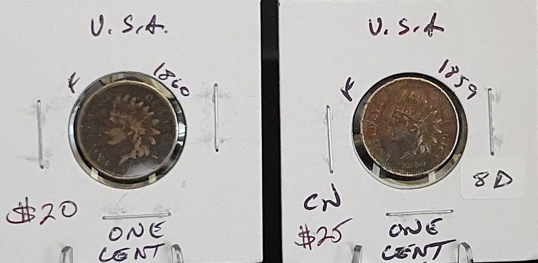 1859 and 1860 Indian Head Cent (1 of 2)