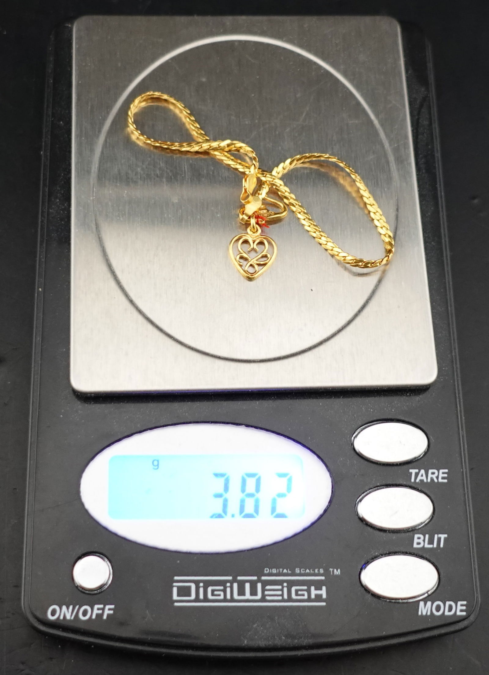 6 1/2 inch 21.6k Gold Heart Bracelet - 2