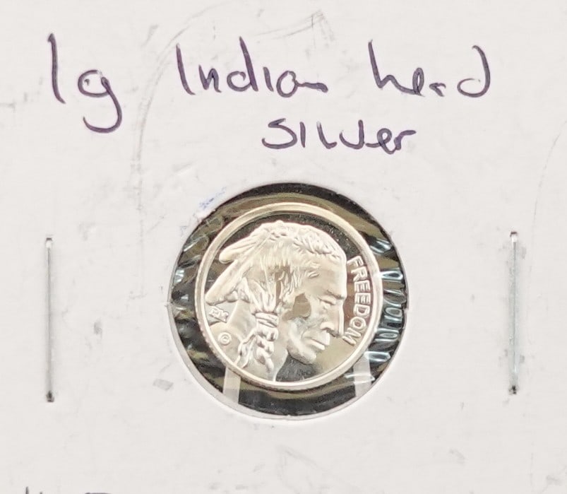 1g Indian Head Silver Round: 1g Indian Head Silver Round High Estimate: 20 Low Estimate: 10