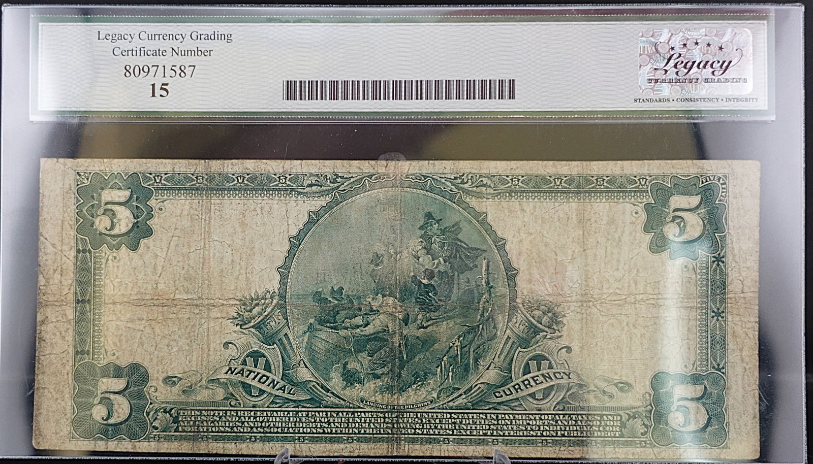 1902 PB The Delaware County NB, Chester, PA $5 Note - 2