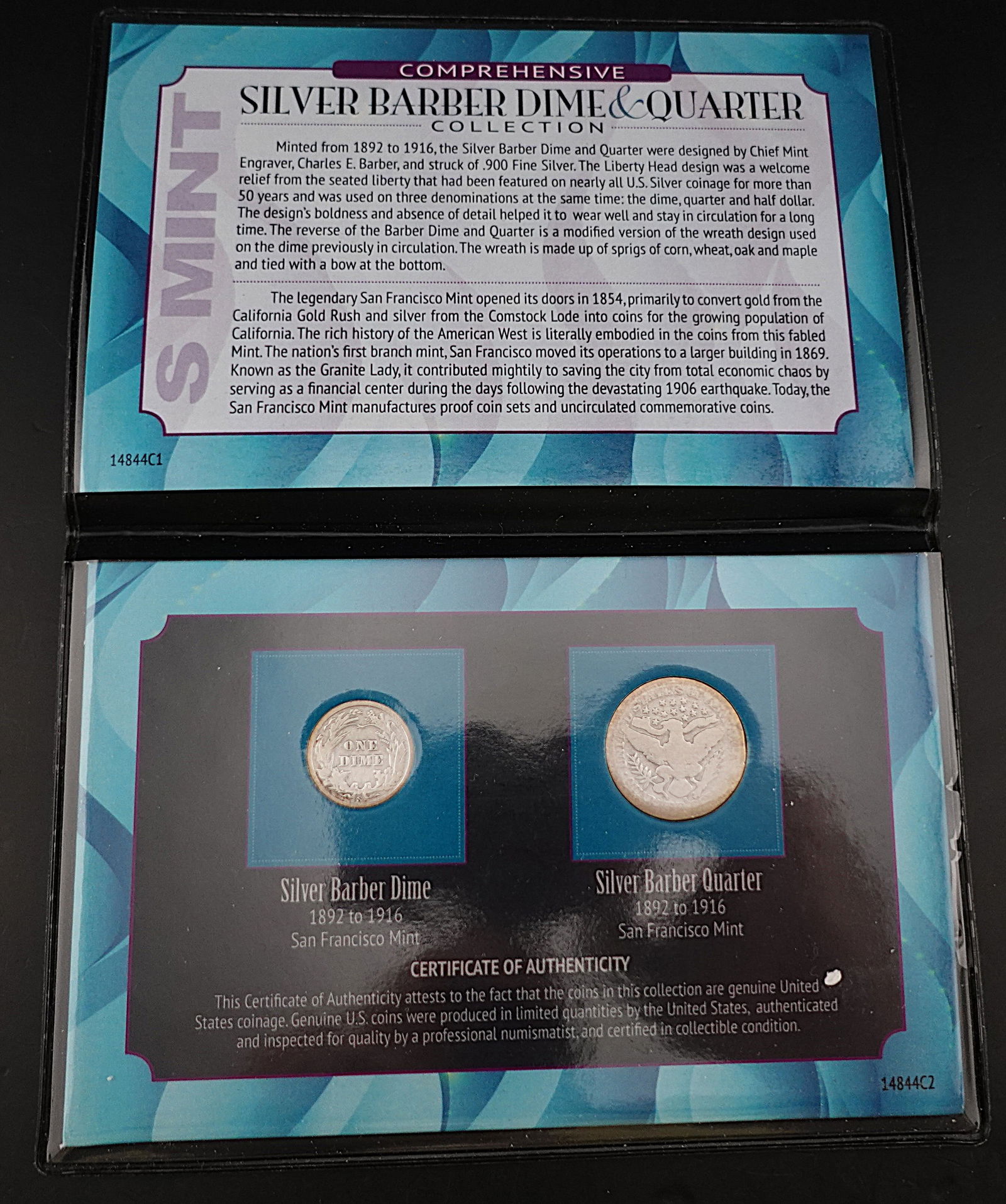 (2) Barber Dime and Quarter Set: Nice Set Low Estimate: 20.00High Estimate: 30.00