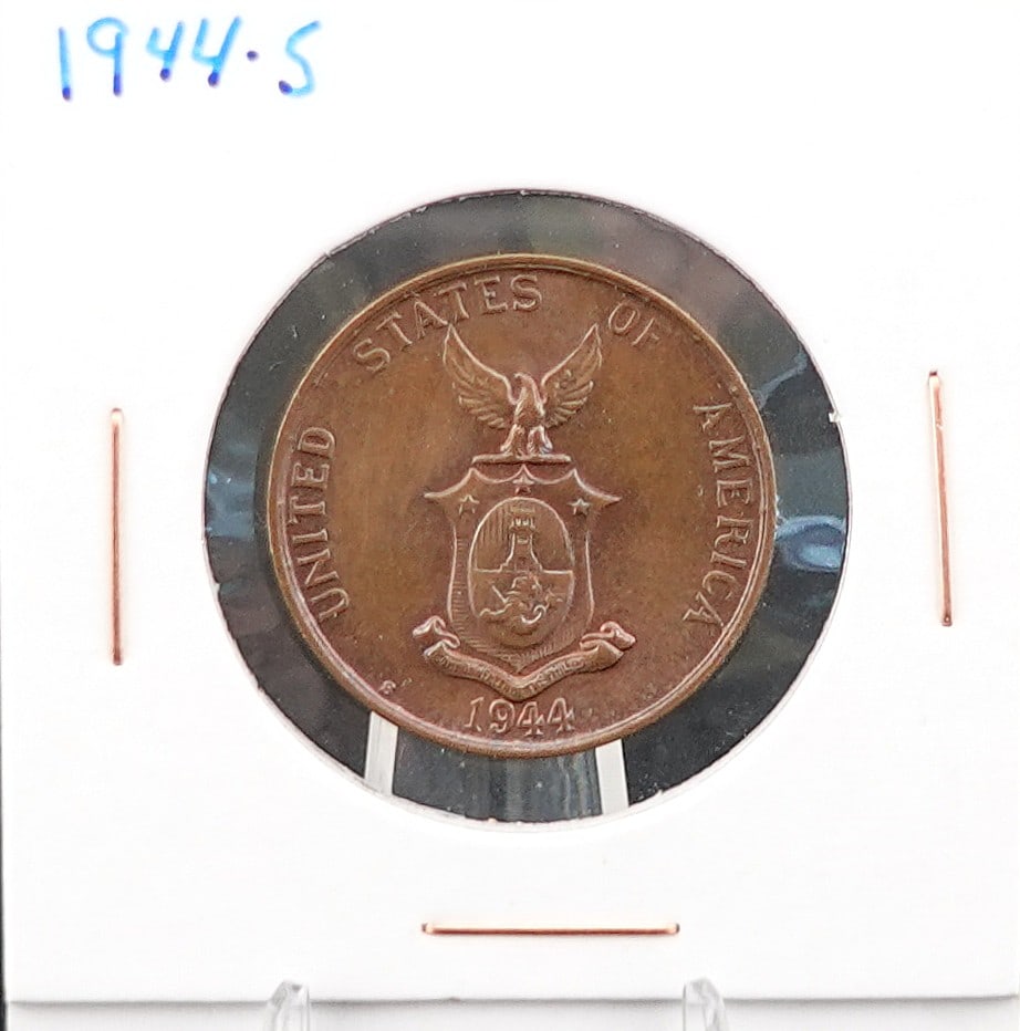 1944-S 1 Centavos Philippines Coin: This is a High Grade Coin! Great Luster and Hard to find in this Grade! This is a Red Brown High Estimate: 40Low Estimate: 20