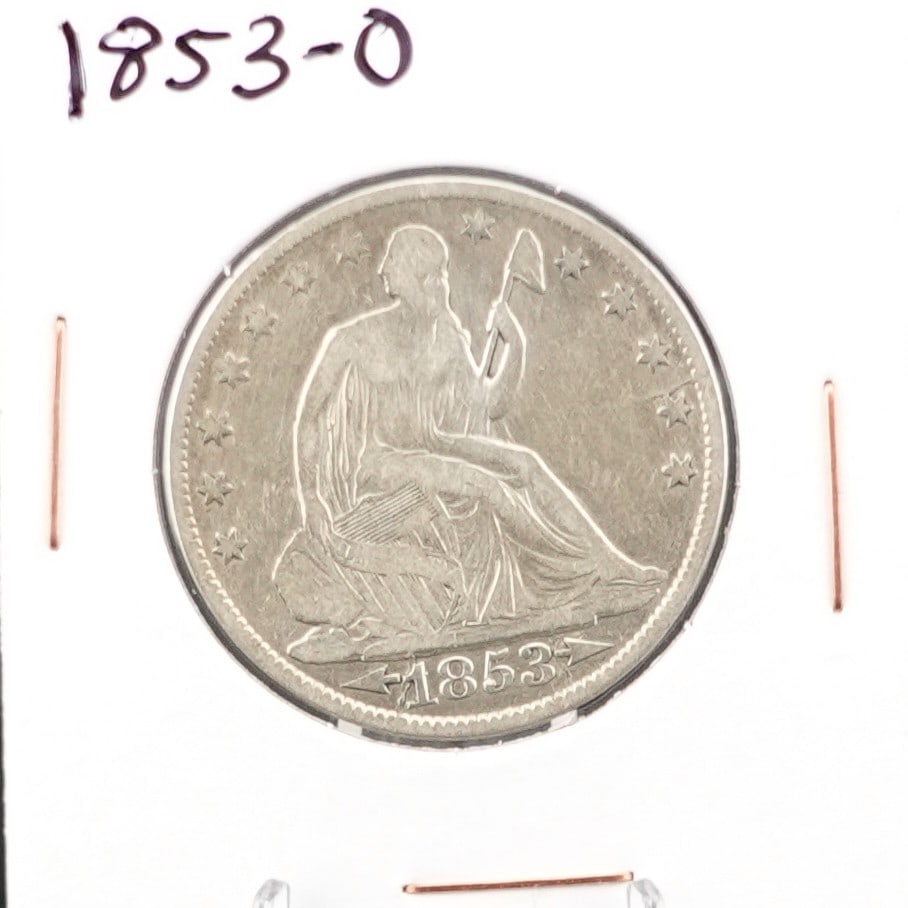 1853-O Seated Half Dollar: This is a Key Date Coin! Great Details! Low Estimate: 100High Estimate: 150