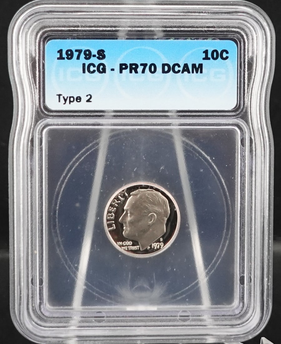 1976-S Roosevelt Dime: ICG Graded PR-70 Type 2 Low Estimate: 30.00High Estimate: 50.00
