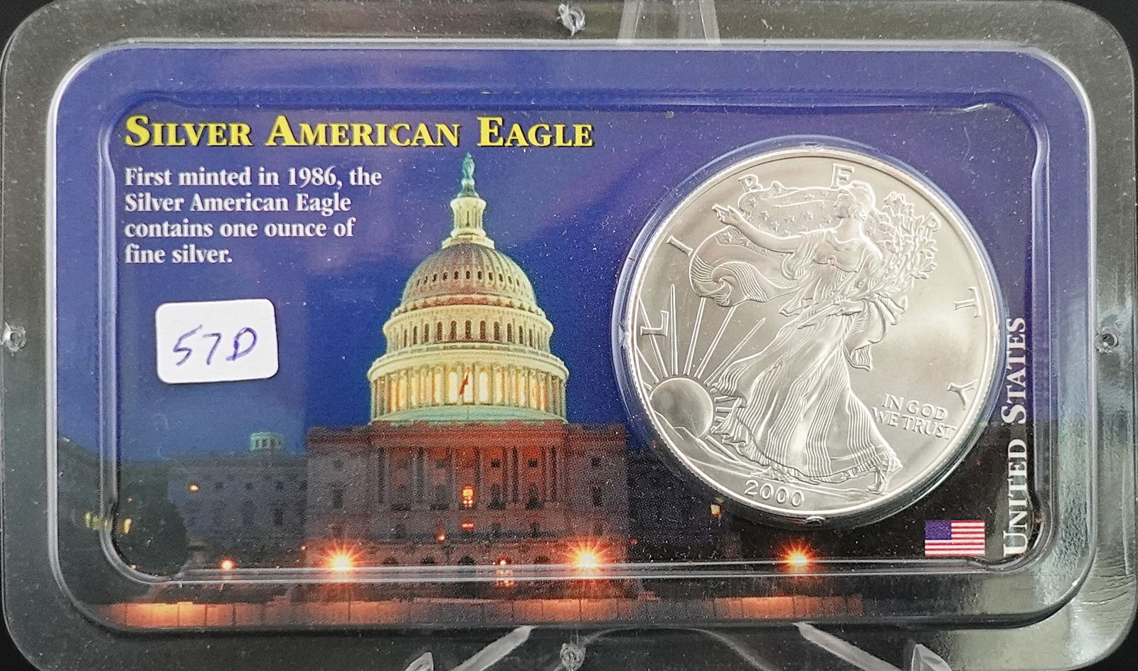 2000 American Silver Eagle: Great Coin! Still in the original Case! High Estimate: 120 Low Estimate: 100