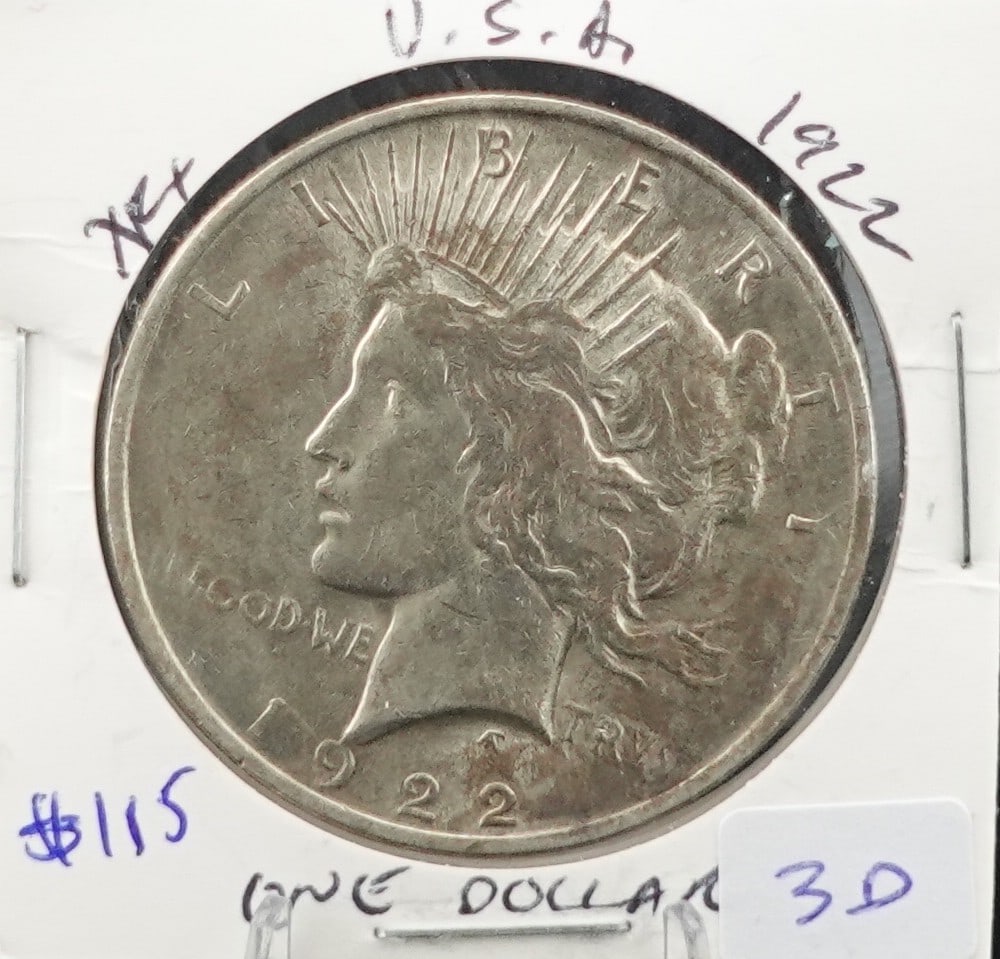 1922 Peace Dollar: Great Coin! Great Details! Low Estimate: 50High Estimate: 70