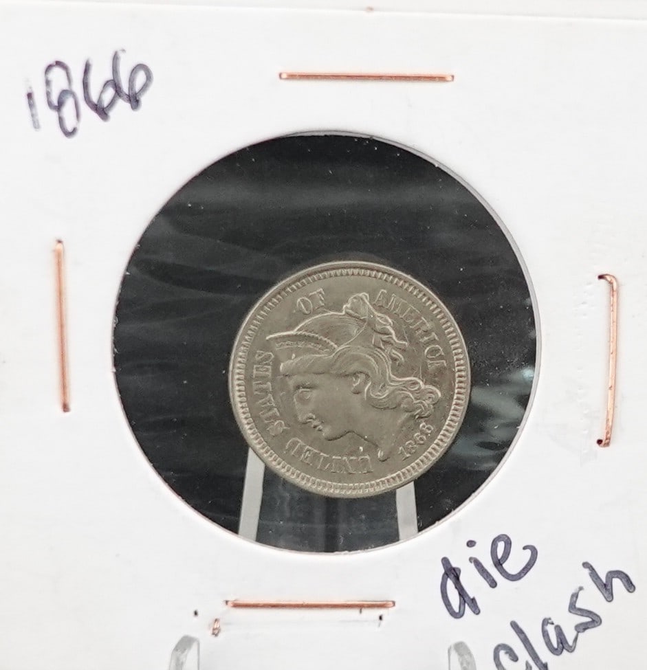 1866 3 Cent Piece: This is the DDO Error as well as a Die Clash! This coin is in MS Coindition! Low Estimate: 150.00High Estimate: 200.00