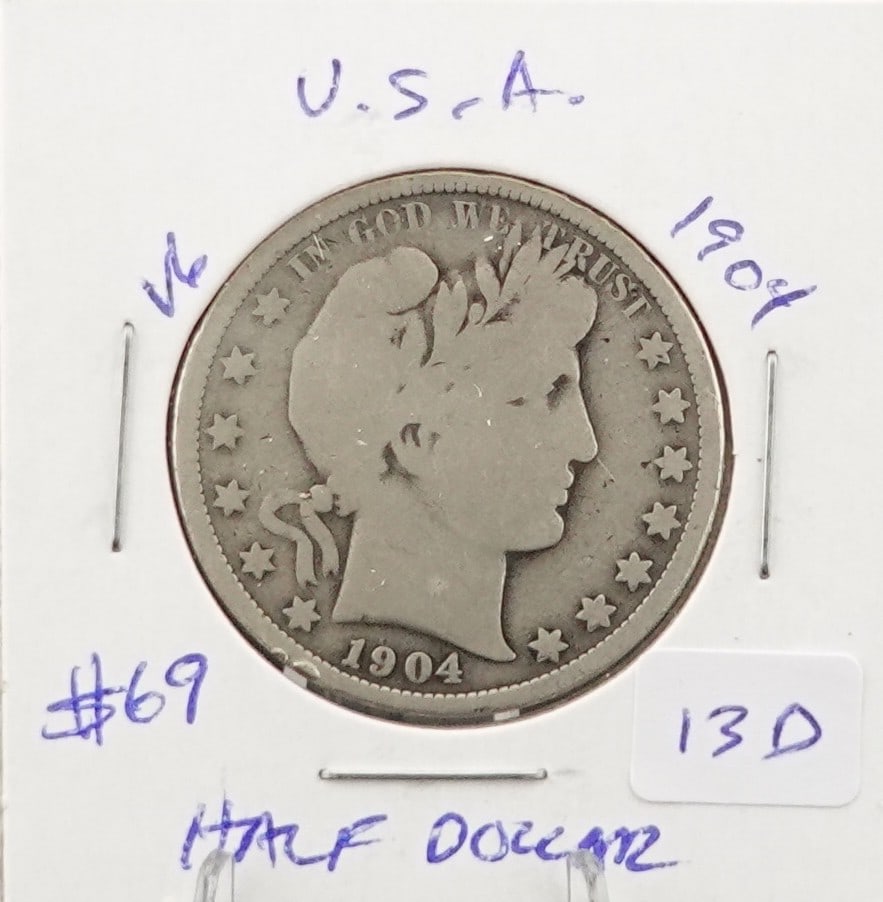 1904 Barber Half Dollar: Great Date and Details! Low Estimate: 54 High Estimate: 60