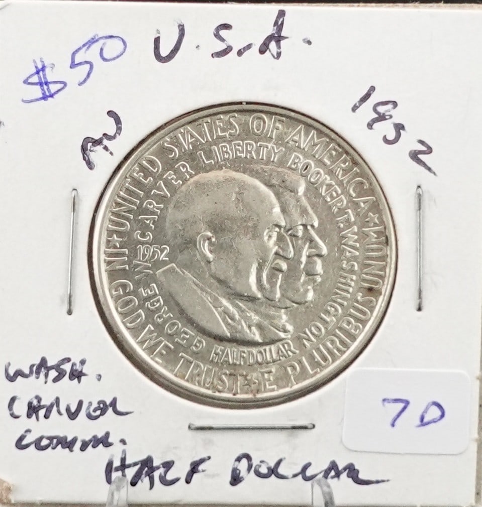 1952 Washington Carver Half Dollar: This is a Great Coin! High Grade! Low Estimate: 40.00High Estimate: 50.00