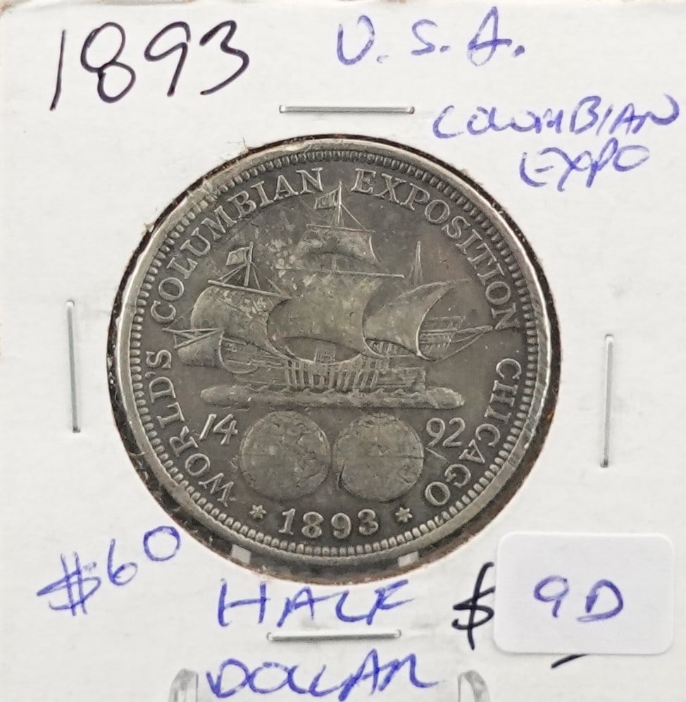 1893 Columbian Expo Half Dollar: Excellent Coin! Great Details! Low Estimate: 50.00High Estimate: 60.00