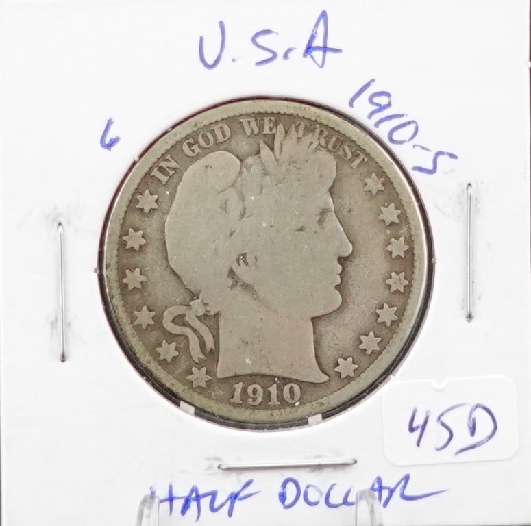(2) Barber Half Dollars: Dates are 1910-S and 1912-S High Estimate: 80Low Estimate: 60