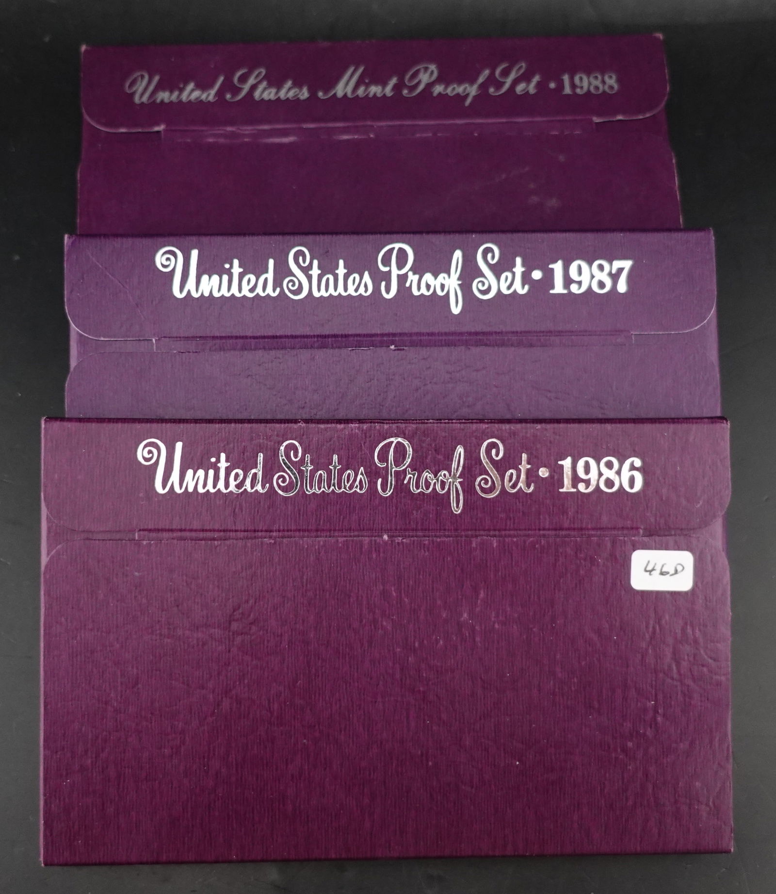 (3) Proof Sets: The dates are 1986, 1987 and 1988 High Estimate: 30 Low Estimate: 20