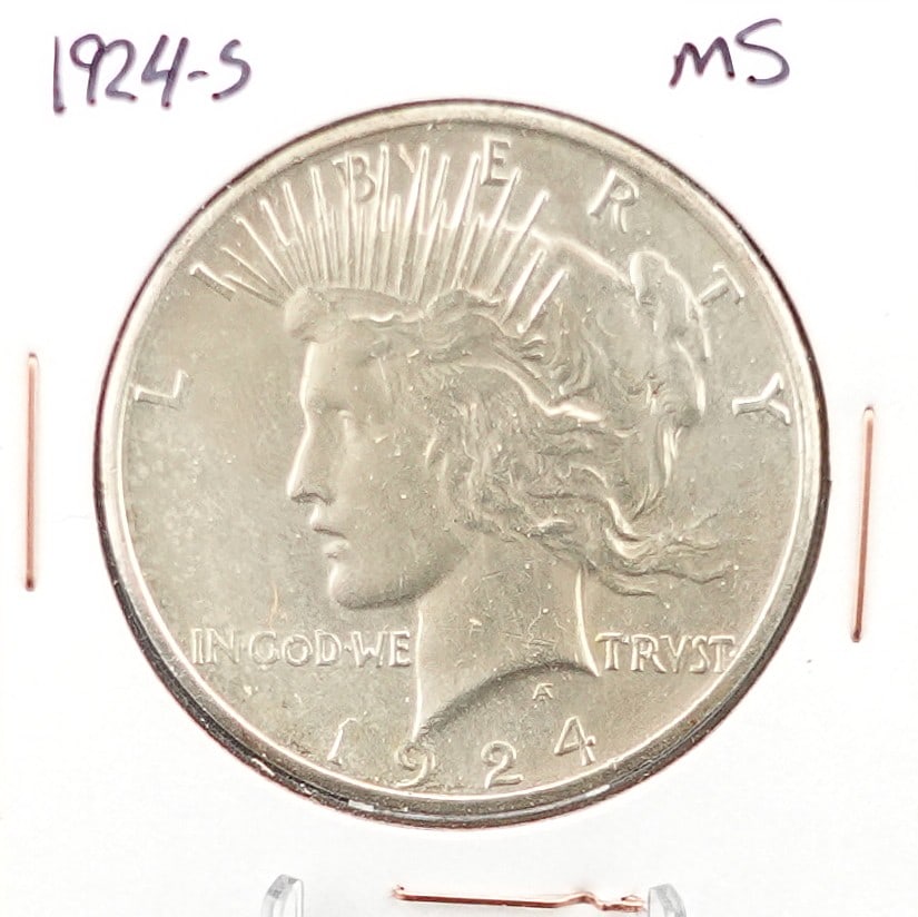 1924-S Peace Dollar: This is a Key Date and Extremely High Grade! High Estimate: 450Low Estimate: 250
