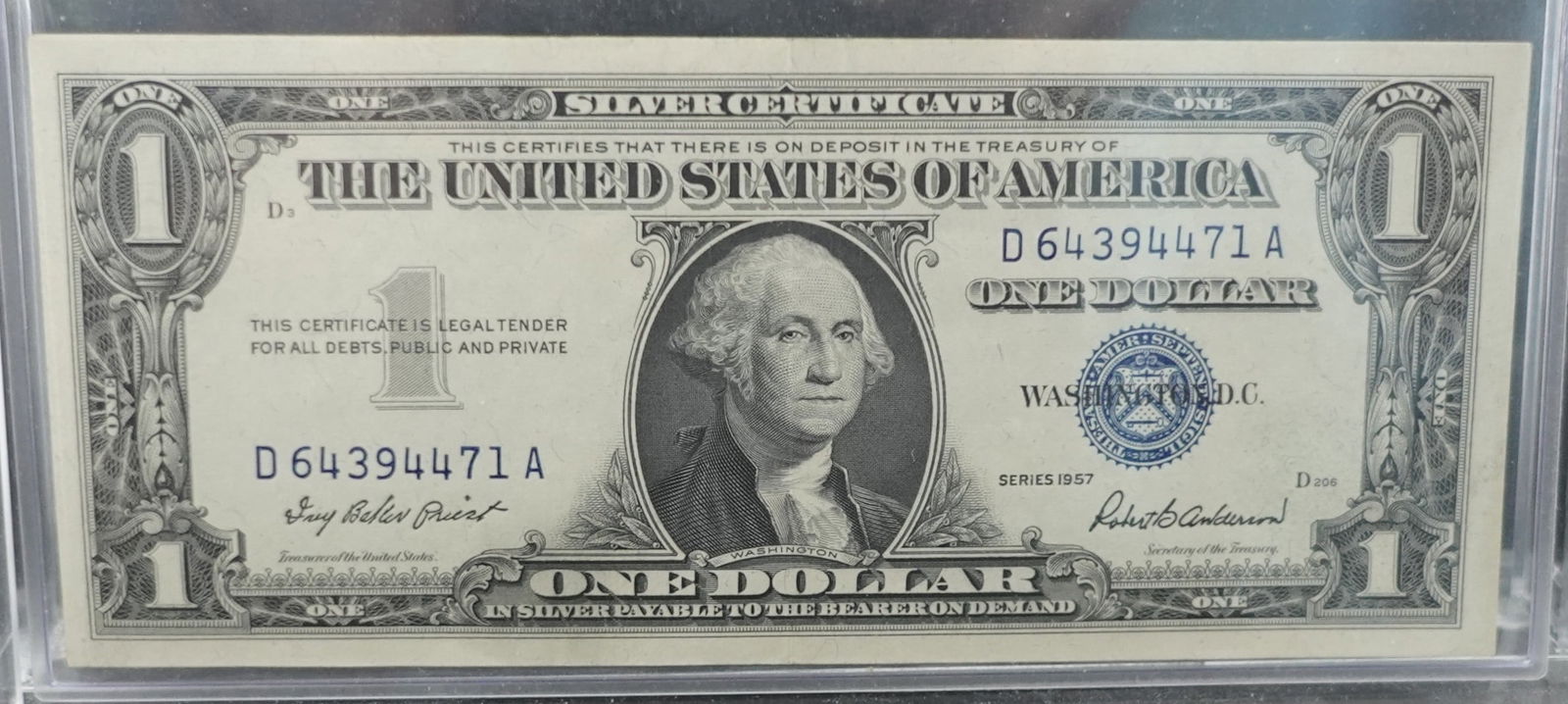 (2) 1957 $1 Notes: These are Crisp and High Grade Notes and in Sequential Order. SN 4470 and 4471 Low Estimate: 30.00High Estimate: 50.00