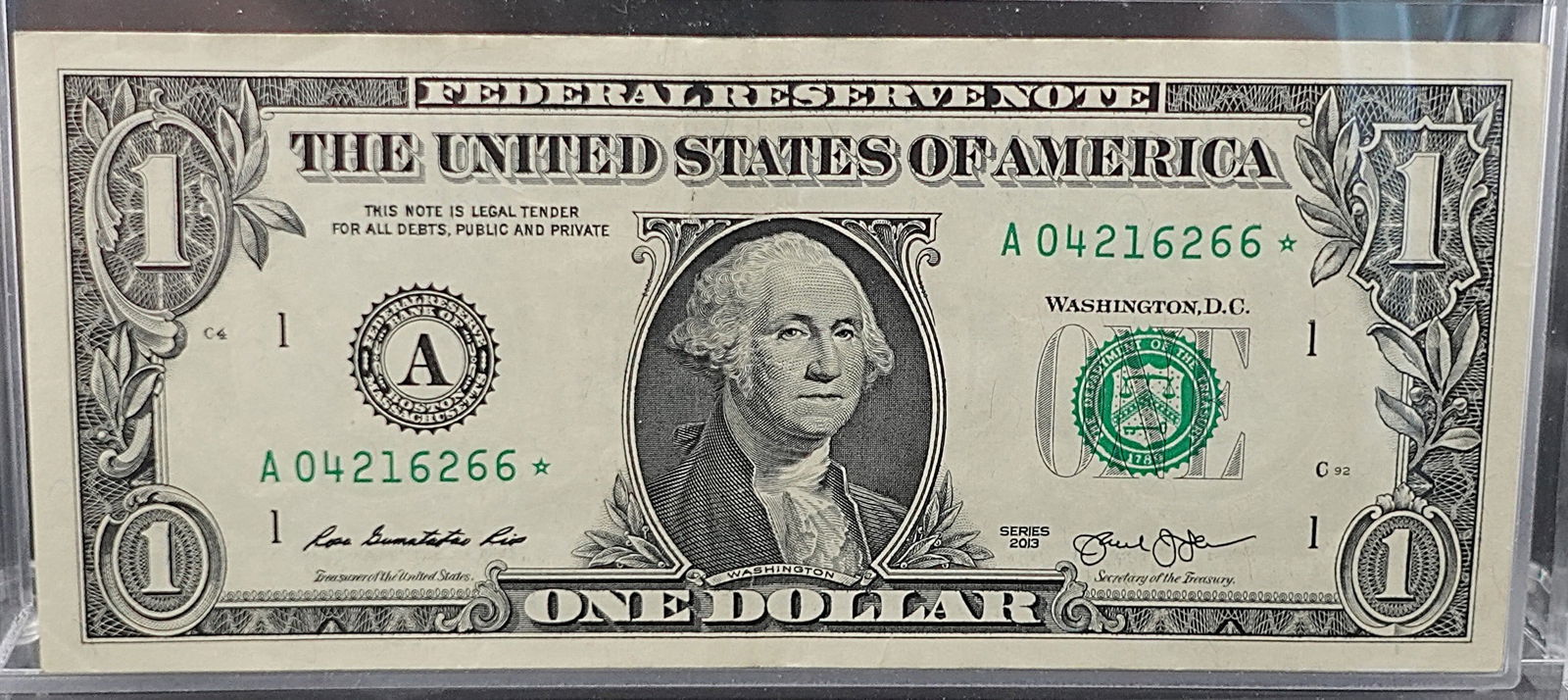 2003 $1 Star Note: Great Cut and Centered! SN 6266 Low Estimate: 20.00High Estimate: 30.00