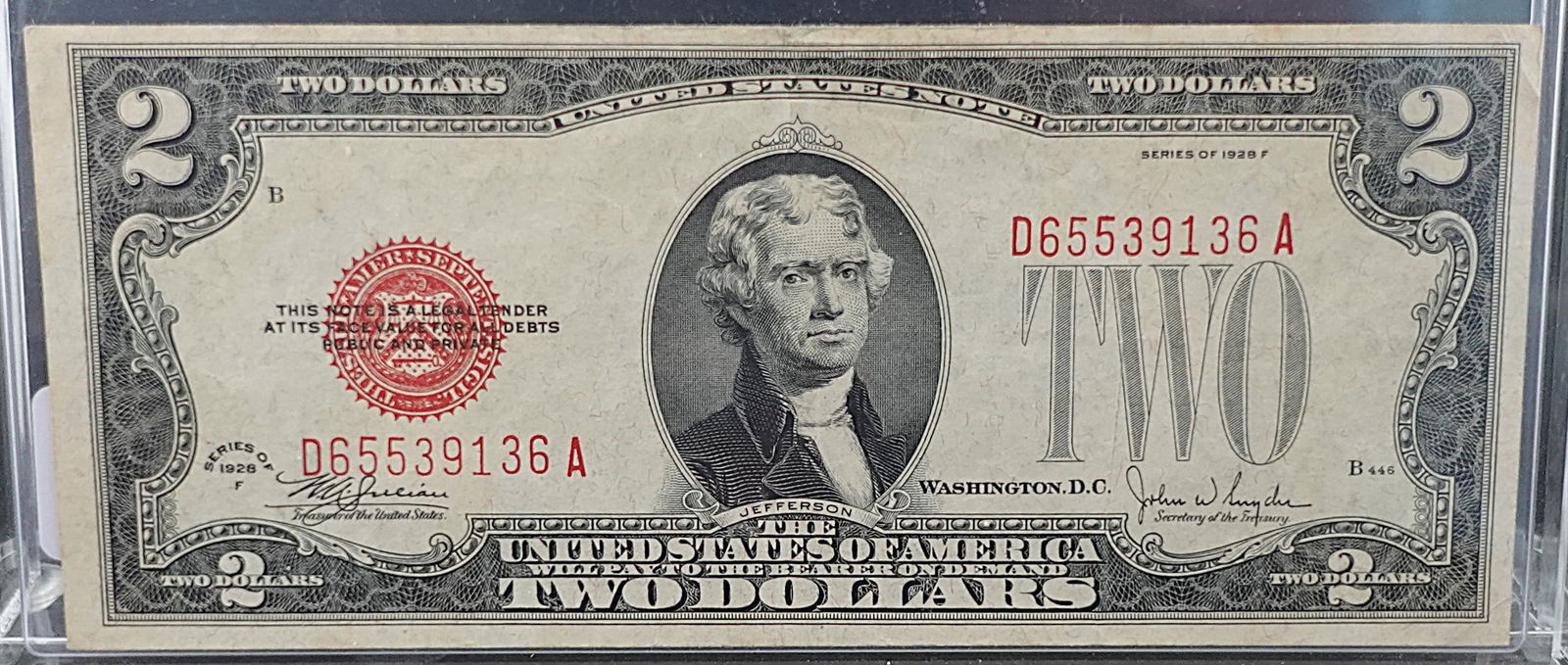 1928-F $2 Note: Great Early Date with Great Details and Cut! Low Estimate: 30.00 High Estimate: 40.00