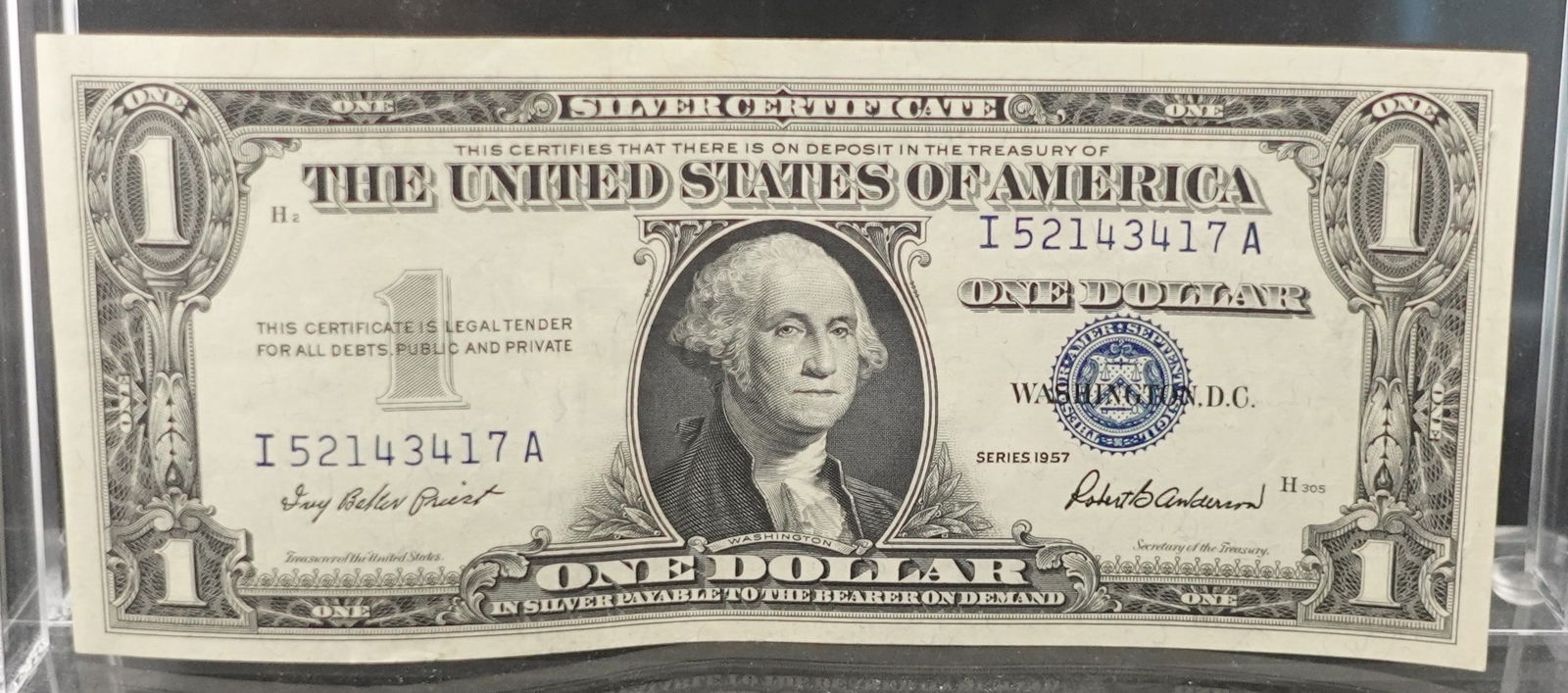 1957 $1 Blue Seal Note: Great Note with Excellent Details Low Estimate: 20.00 High Estimate: 30.00