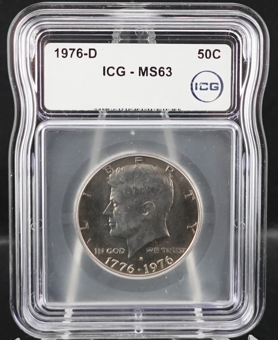 1976-D Kennedy Half Dollar: ICG Graded MS-63 Low Estimate: 20.00High Estimate: 30.00