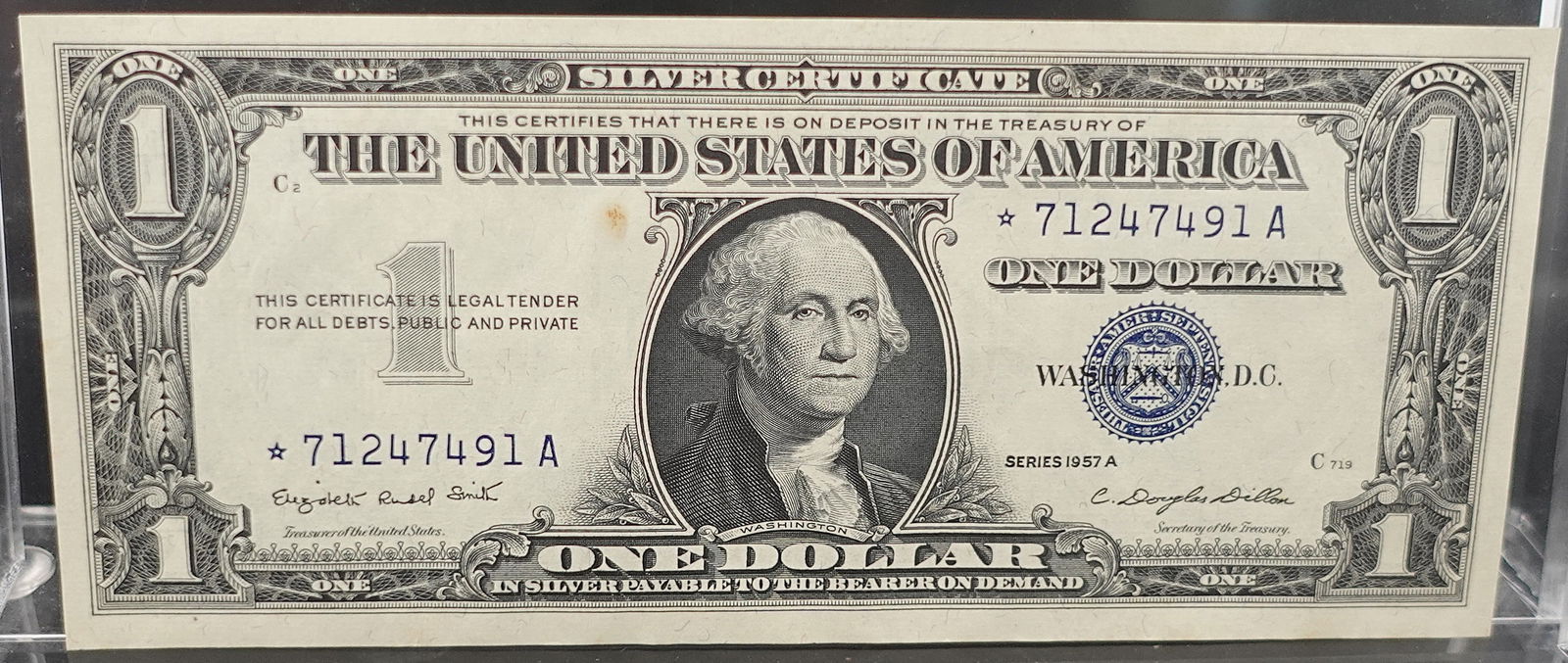 (2) 1957A $1 Silver Certificate: This are a Star notes and in sequential order! It is in great condition! Great Corners and Nicely Centered! Low Estimate: 30.00 High Estimate: 40.00