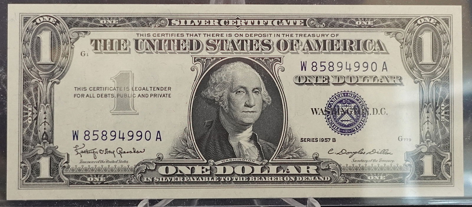 1957 B $1 Silver Certificate: Great Note! SN 4990 Low Estimate: 20.00 High Estimate: 30.00