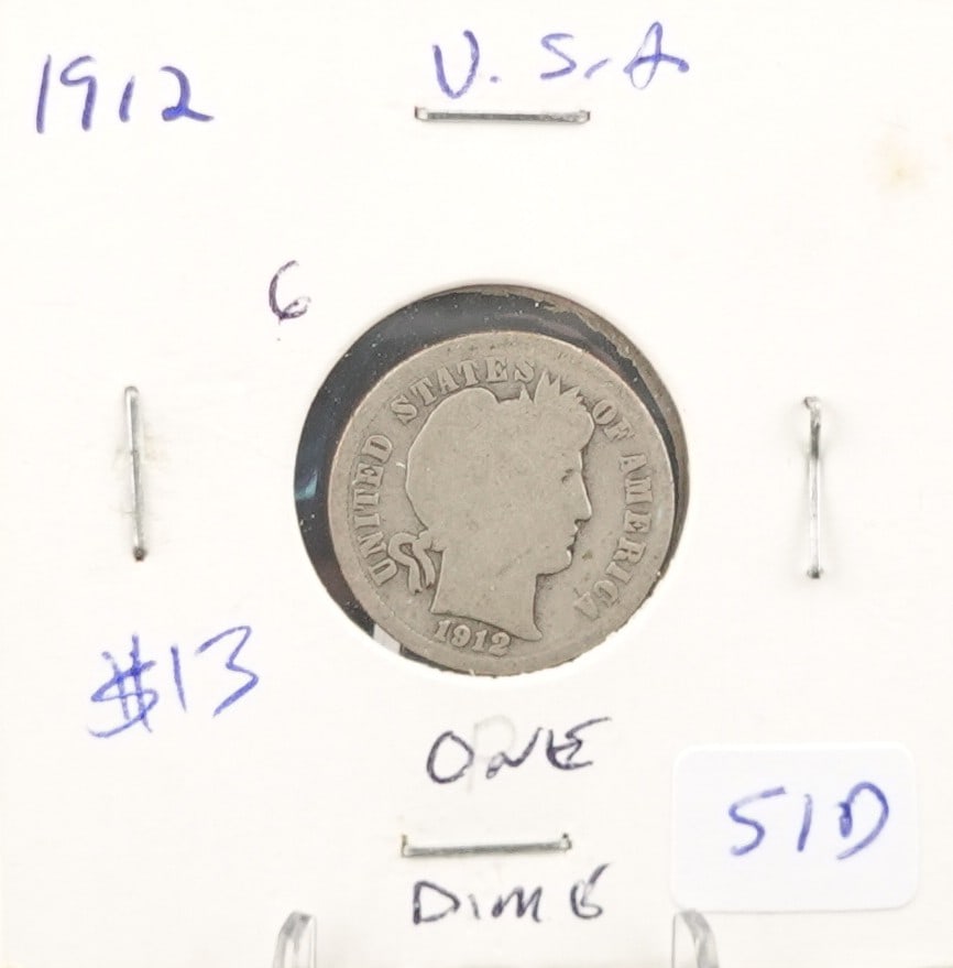Complete Set of 1912 Barber Dimes: This is a nice Set! Low Estimate: 30.00 High Estimate: 40.00