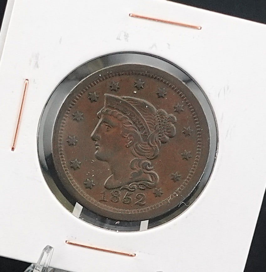 1852 Braided Hair Large Cent: This is a gorgeous Coin! High AU! Low Estimate: 150.00 High Estimate: 200.00