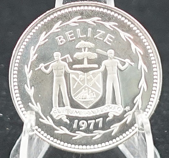 1977 Silver Belize Half Dollar: This is a Proof Coin and is 92.5% Silver 