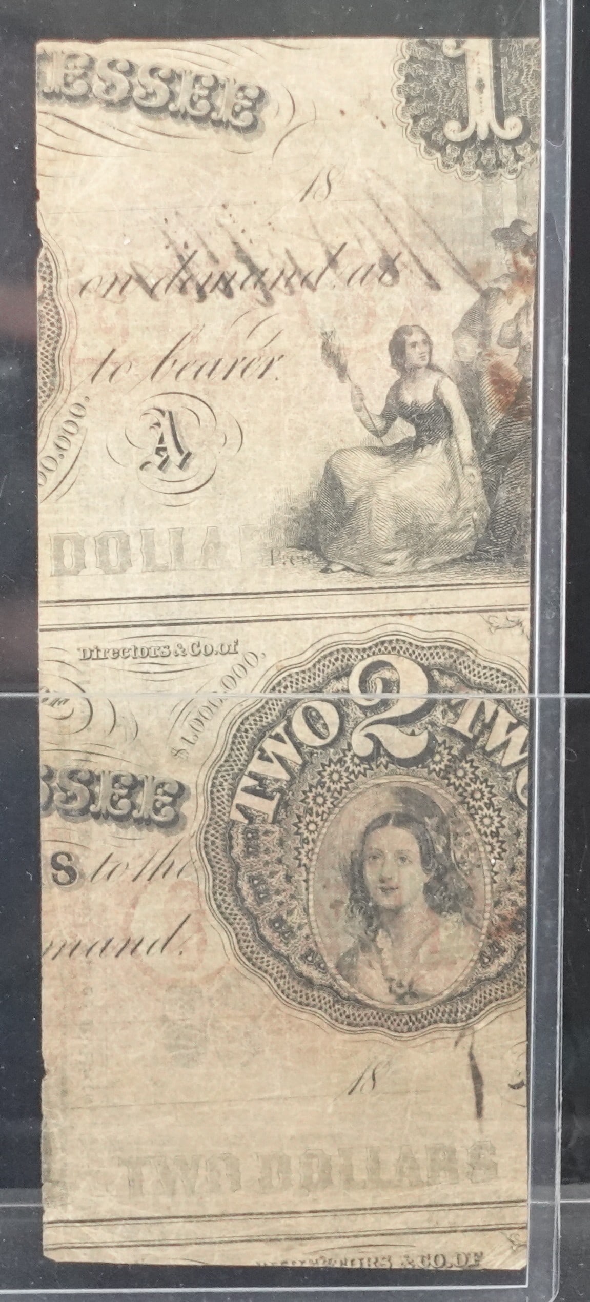 1800's $3 Note Bank of Chattanooga, TN: This is a hard to find note! Excellent Condition! 
