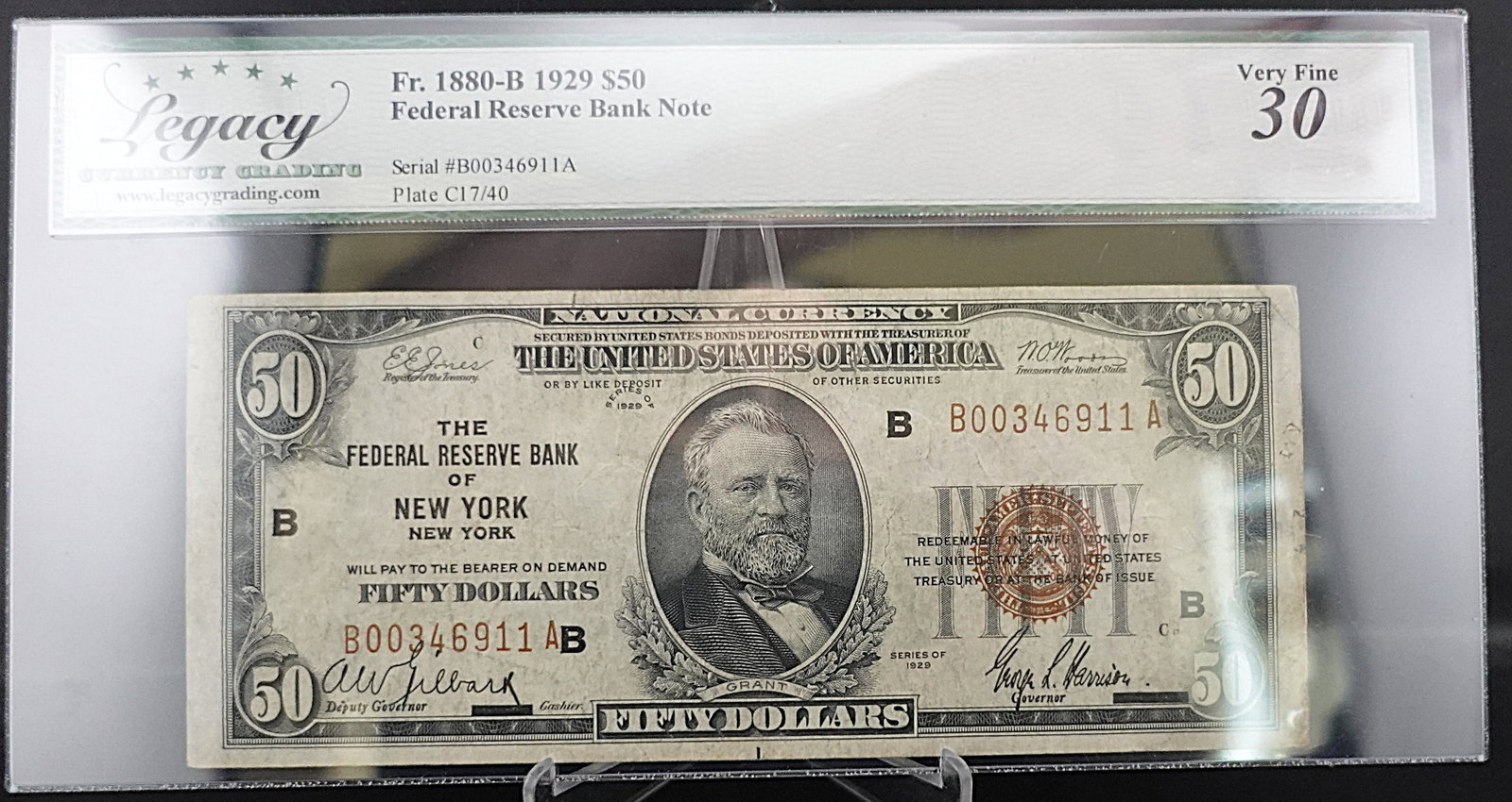 1929 $50 Federal Reserve Bank of New York, NY: Hard to find note from New York! Grade Very Fine 30 