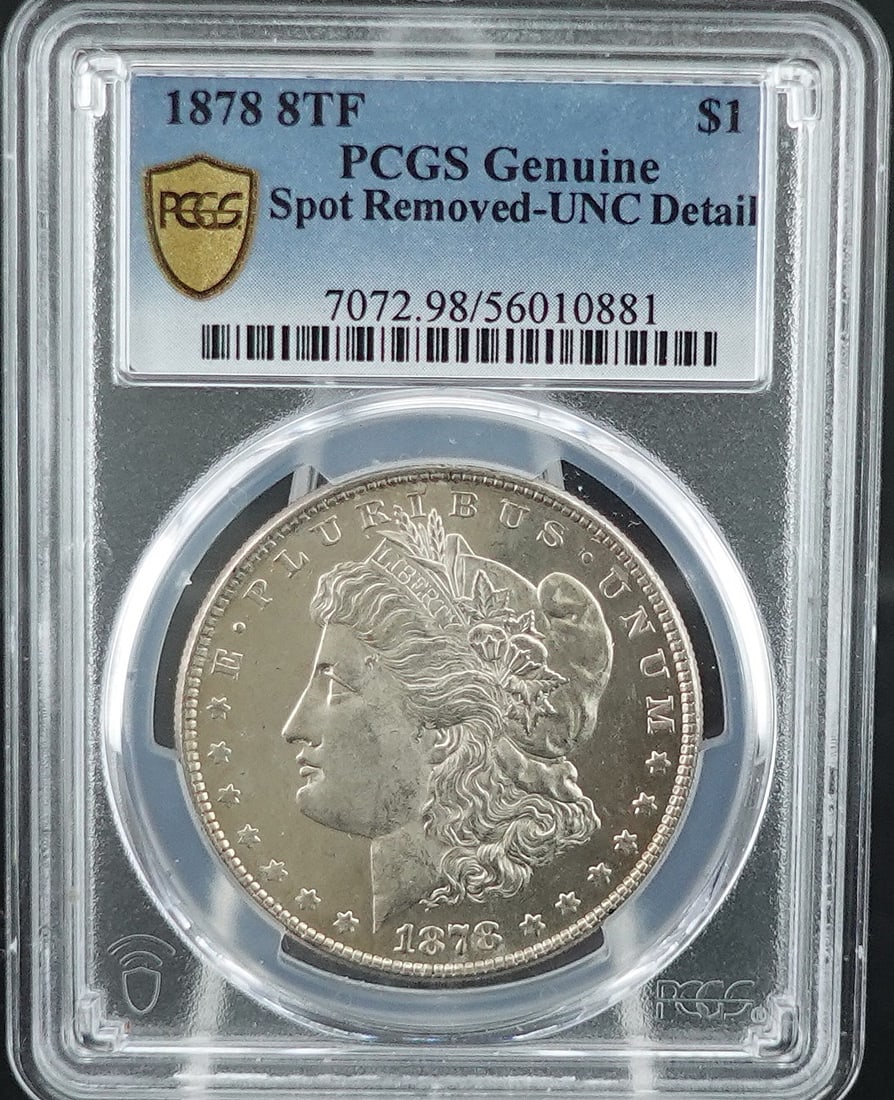 1878 8TF Morgan Dollar: PCGS Graded! This looks PL! Great coin and great details! High Estimate: 700 Low Estimate: 400