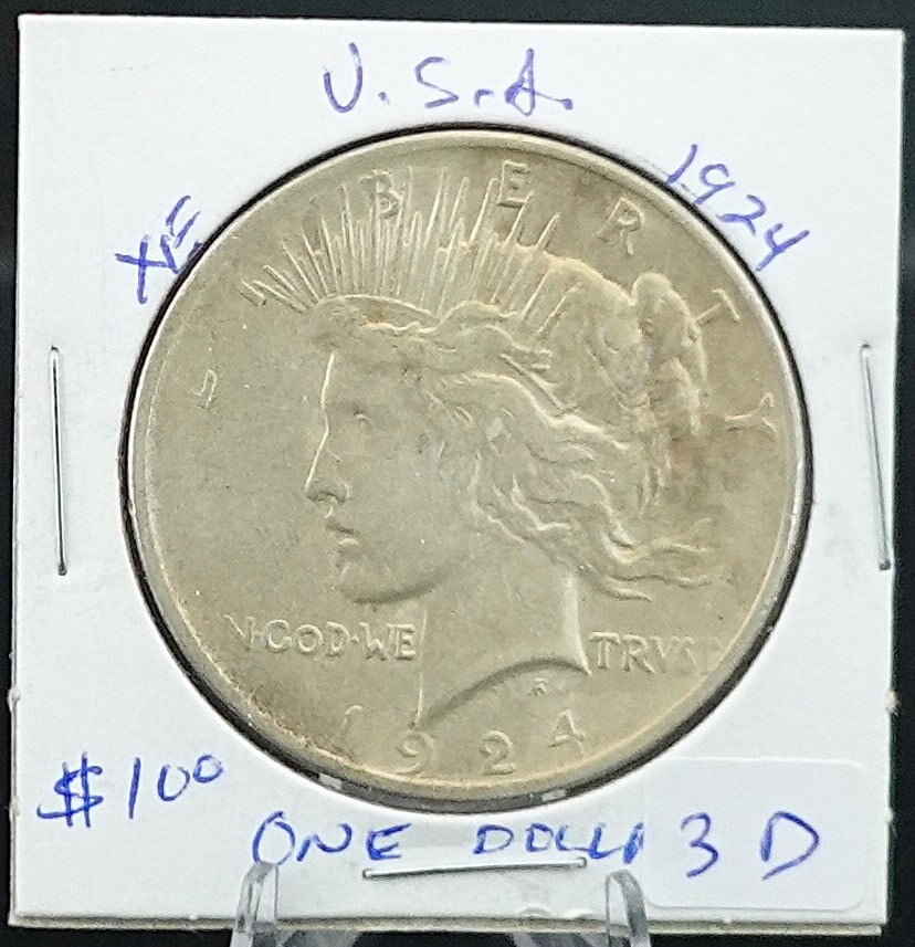 1924 Peace Dollar: Better Date 90% Silver Low Estimate: 70.00 High Estimate: 90.00