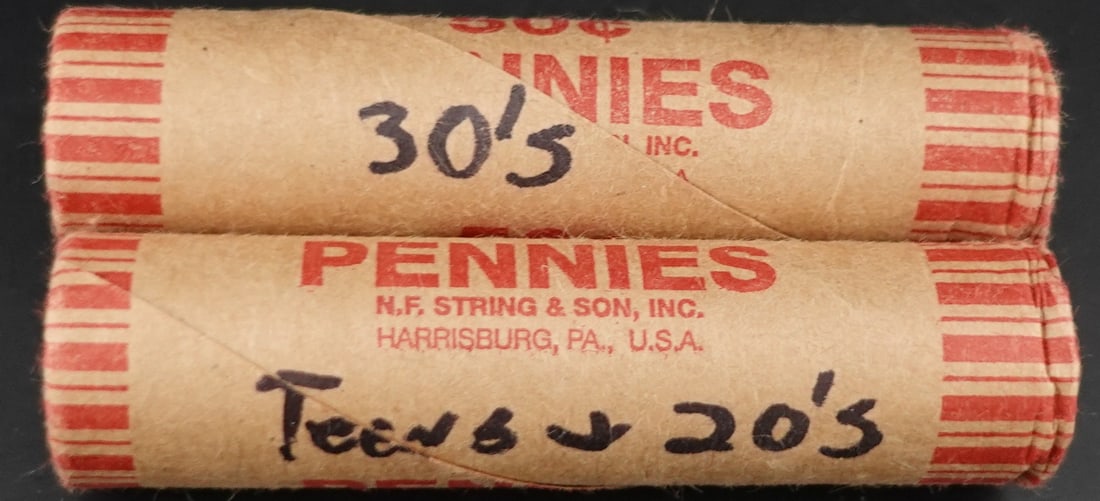 (2) Wheat Cent Rolls: One is a Teens and 20's roll and one is a 30's Low Estimate: 20.00 High Estimate: 30.00