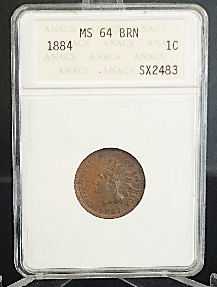 1884 Indian Head Cent: This is ANACS Graded MS64BN Low Estimate: 180.00 High Estimate: 230180.00