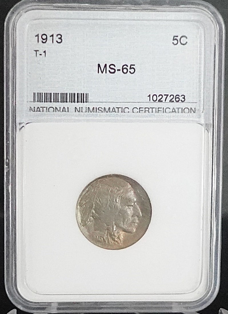 1913 Type 1 Buffalo Nickel: This is PCGS Graded MS65! This is a beautiful Con with great luster! Low Estimate: 170.00 High Estimate: 200.00