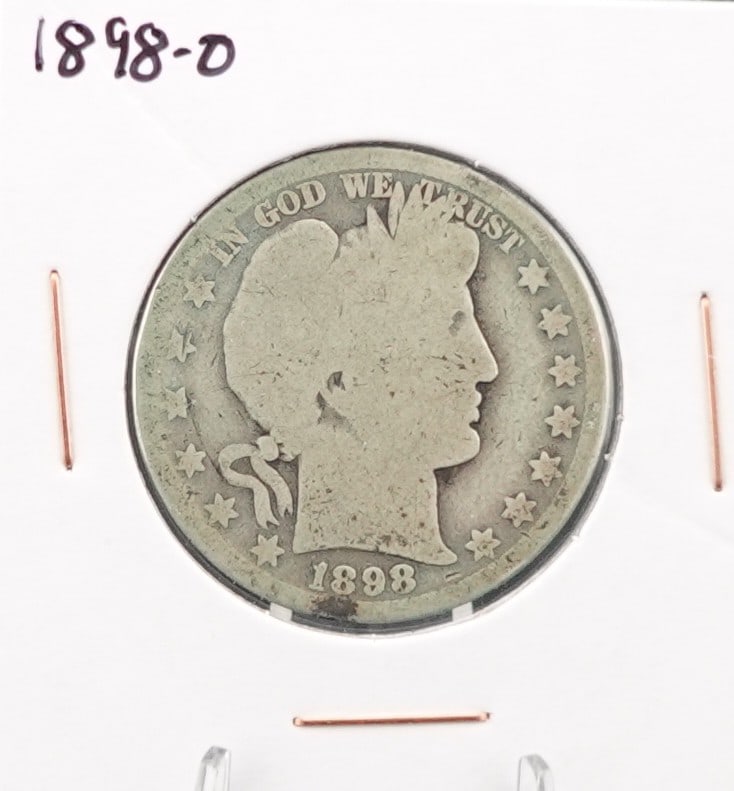 1898-O Barber Half Dollar: This is a Key Date! Low Estimate: 40.00 High Estimate: 60.00