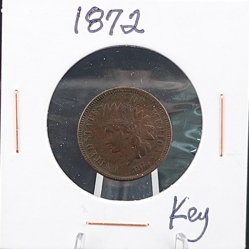 1872 Indian Head Cent: This is a Key Date! Still has most of the Liberty! Low Estimate: 290.00 High Estimate: 350.00