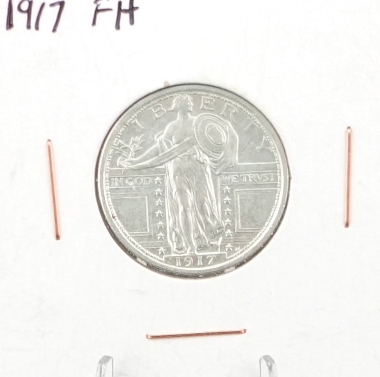 1917 Standing Liberty Quarter: This is a Pristine Coin! Full Head! High Estimate: 700 Low Estimate: 500