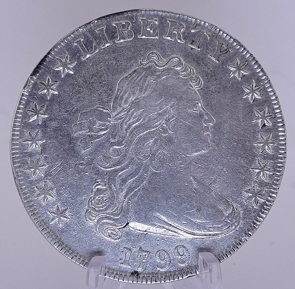 1799 Type 2 Heraldic Eagle $1 Coin: This is a very rare coin! only 423K where Minted! Low Estimate: 2500 High Estimate: 3500